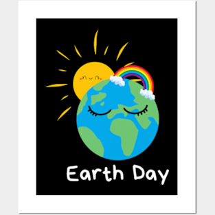 Happy Earth Day Shirt Cute Earth With Floral Earth Day 2024 T-Shirt Posters and Art